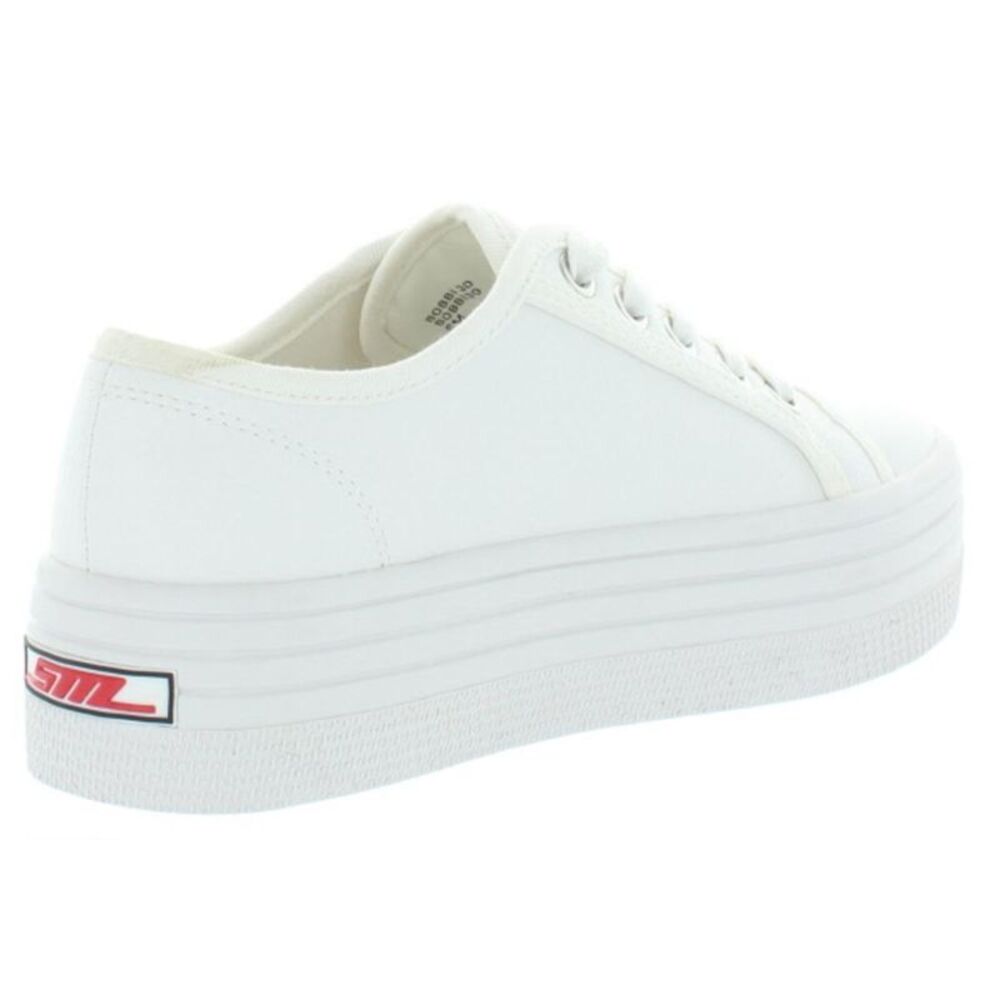 Steve Madden Womens Bobbi 30 White Leather Platform Sneakers Shoes Used - Picture 3 of 5